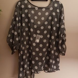 Torrid Black and White Polka Dot Blouse